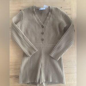 Zara Cable Sweater Shorts Jumpsuit Tan Women’s M NWT